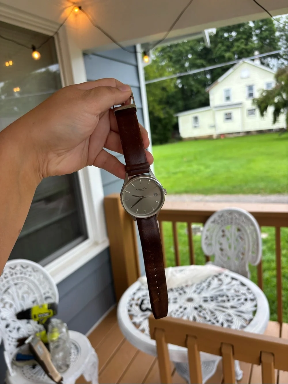 Kenneth Cole Classic Silver Dial Brown Leather Watch